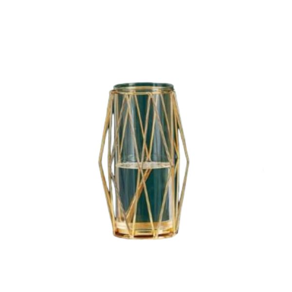 Gold Decorative Glass Vase - 12.5cm x 28cm