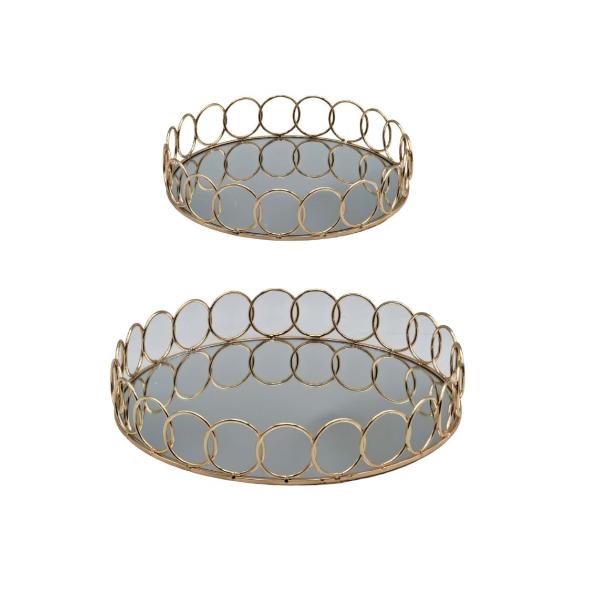 Champagne Gold Round Mirror Tray - 30cm x 5.5cm