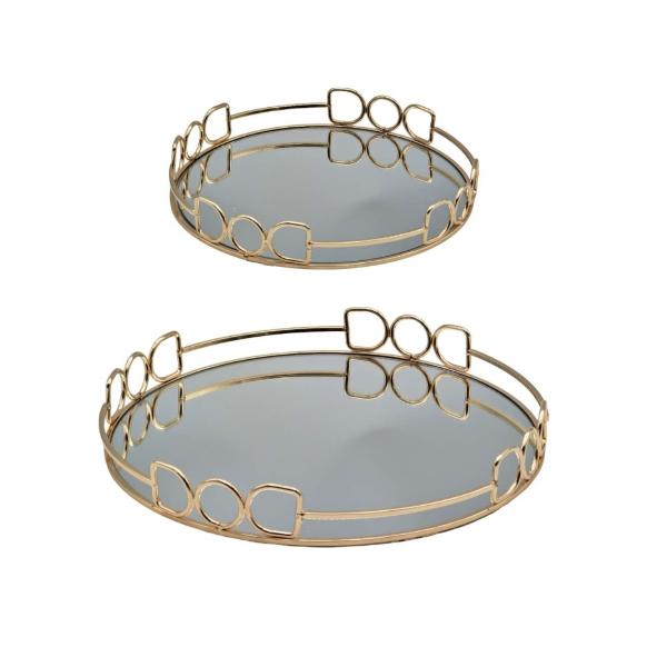 Champagne Gold Round Mirror Tray - 30cm x 5.5cm