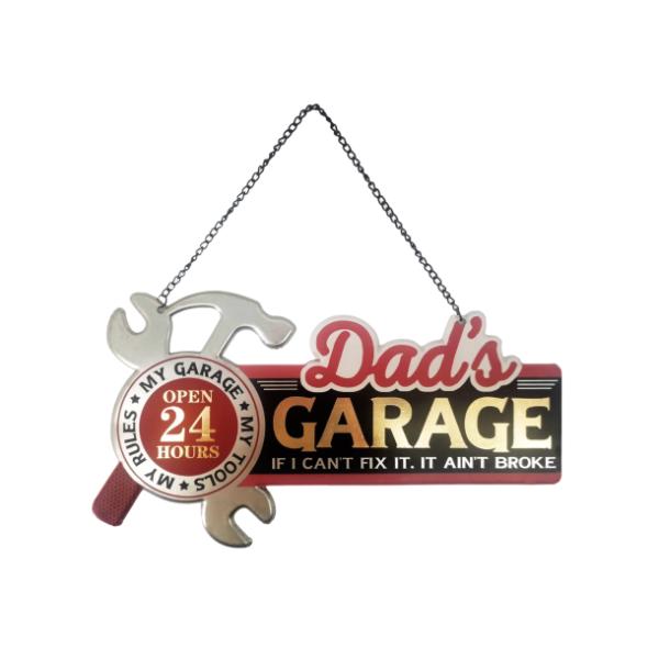 Dads Garage Mancave Metal Hanging Sign - 20cm x 40cm
