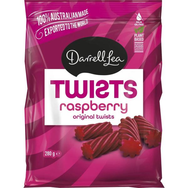 Darrell Lea Raspberry Liquorice Twists - 280g
