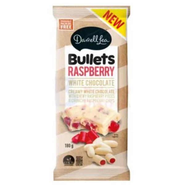 Darrell Lea Bullets Raspberry White Chocolate Block - 180g