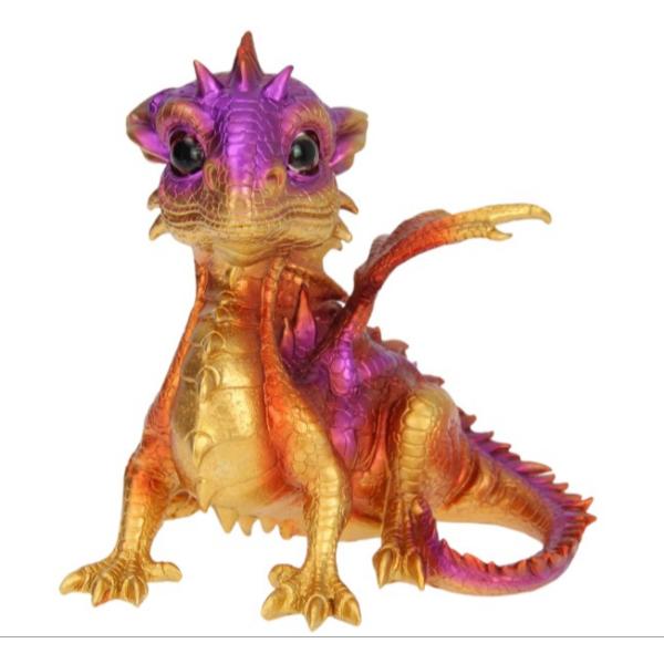 Gold Purple Cute Sitting Dragon - 19cm