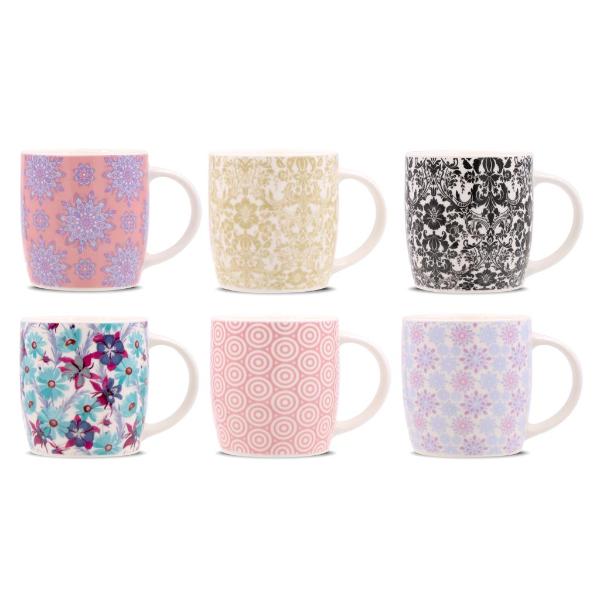 Damask Inspired New Bone Coffee Mug - 300ml