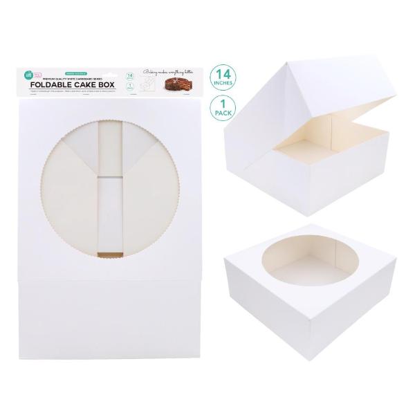 White Cardboard Foldable Cake Box With Window Face - 35cm