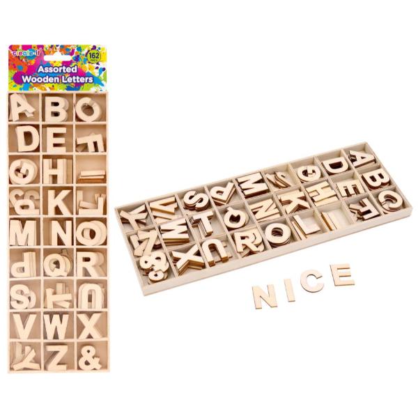 162 Pack Assorted Wooden Letters Box Set
