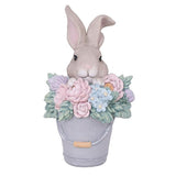Load image into Gallery viewer, Resin Bunny In Pail With Flowers - 12.3cm x 11.2cm x 21.5cm
