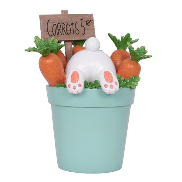 Polyresin Bunny In Pot - 20.5cm x 19.5cm x 27.5cm