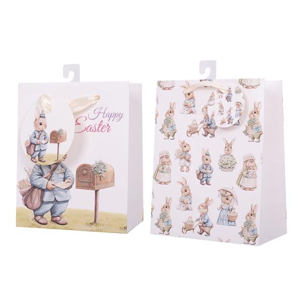 Small Old World Bunny Gift Bag - 11.1cm x 13.7cm x 6.2cm