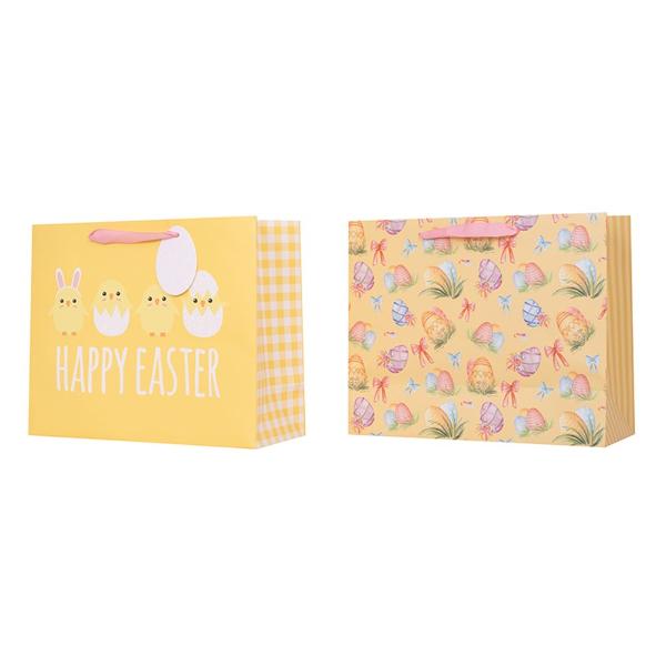Medium Yellow Horizontal Easter Eggs Gift Bag - 26cm x 32cm x 12.7cm