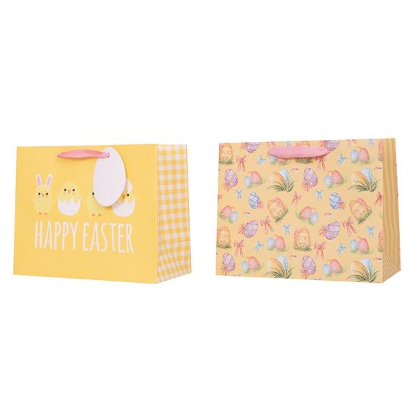 Small Yellow Horizontal Easter Eggs Gift Bag - 17.8cm x 22cm x 9.8cm