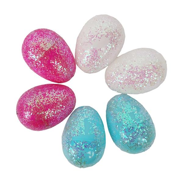 6 Pack Glitter Fillable Eggs - 6cm