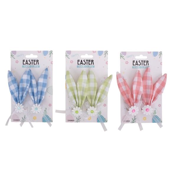 2 Pack Gingham Bunny Ear Clip - 11cm