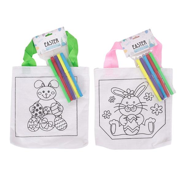 Canvas Diy Tote Bag With Crayons - 21cm x 22cm