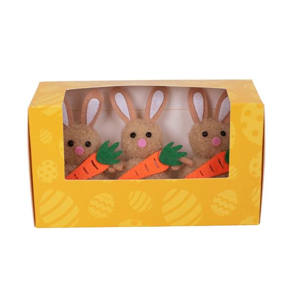 3 Pack Bunny With Carrot - 6cm