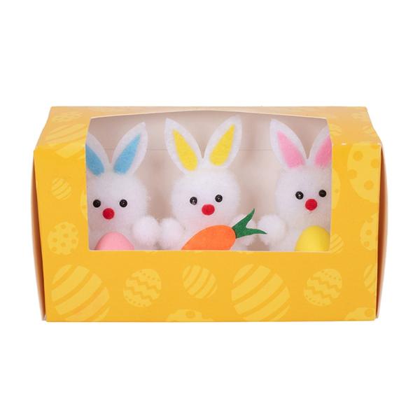 3 Pack Bunny With Eggs & Carrot - 6cm