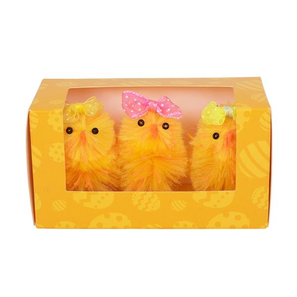 3 Pack Chicks With Bow - 6cm