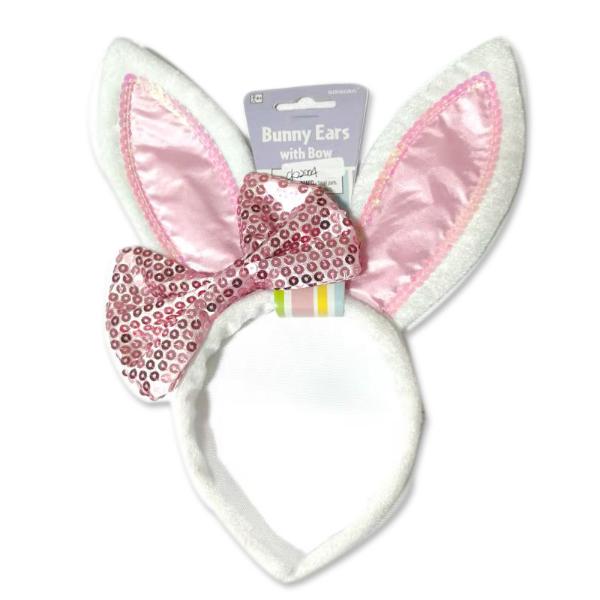 Easter Bunny Ear Headband With Bow - 11cm x 26cm