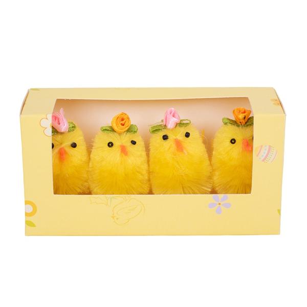 4 Pack Chicks With Floral Hair Clip - 5cm