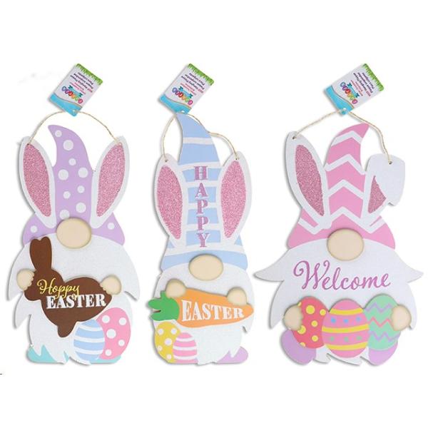 Easter Glitter MDF Plaque Gnome - 35cm