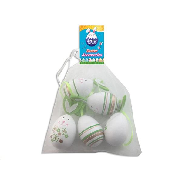 5 Pack Easter Eggs In Organza Bag - 8.26cm