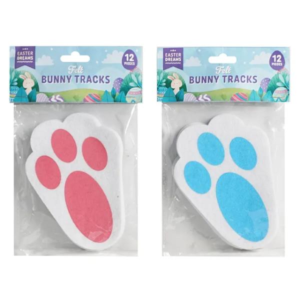 12 Pack Felt Bunny Tracks - 14.5cm x 10.5cm