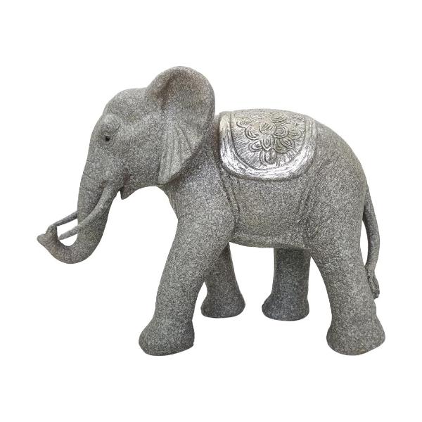 Standing Grey Elephant With Brushed Silver - 21cm