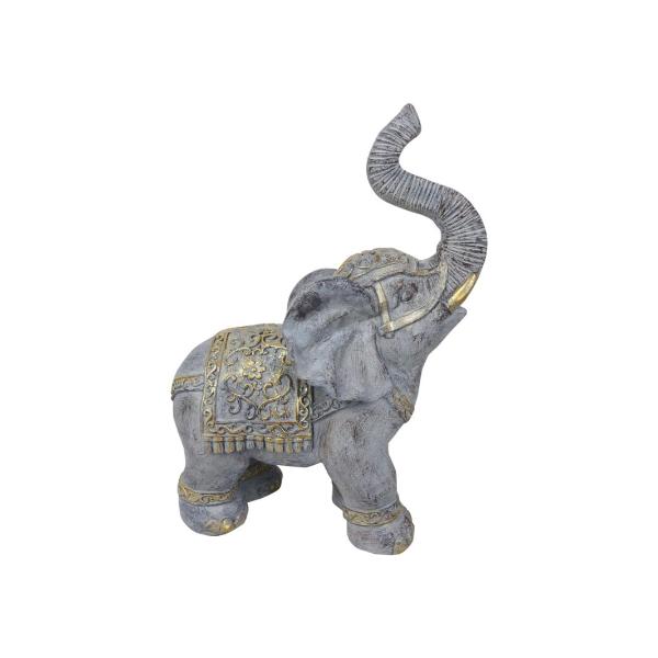 Garden Elephant With Trunk Up & Brushed Gold Finish - 64cm
