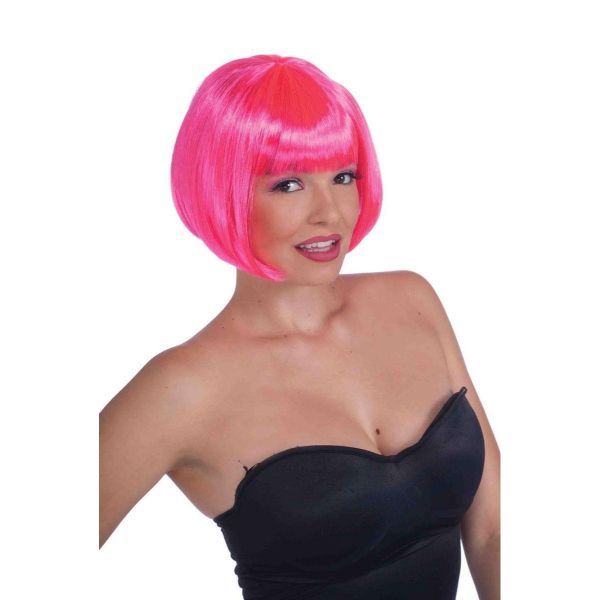 Womens Neon Pink Bob Wig