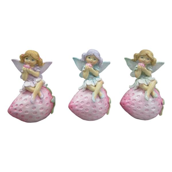 Fairy Sitting On Strawberry - 9cm