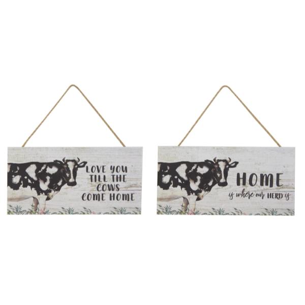 Hanging Cow MDF Plaque - 25cm x 13cm