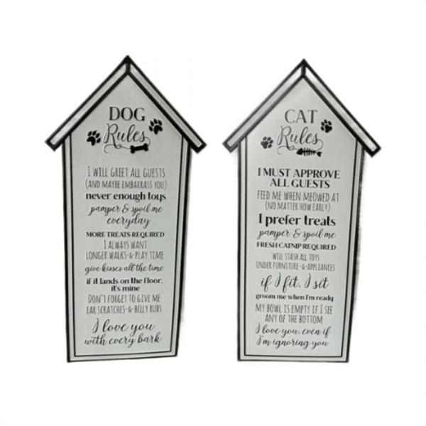 Dog / Cat Rules Tin Plaque - 33cm x 66cm