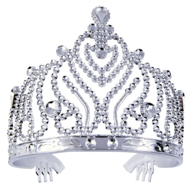 TIARA-PLASTIC W/ COMBS SILVER