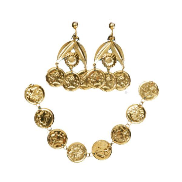 GOLD COIN NECKLACE & EARRINGS