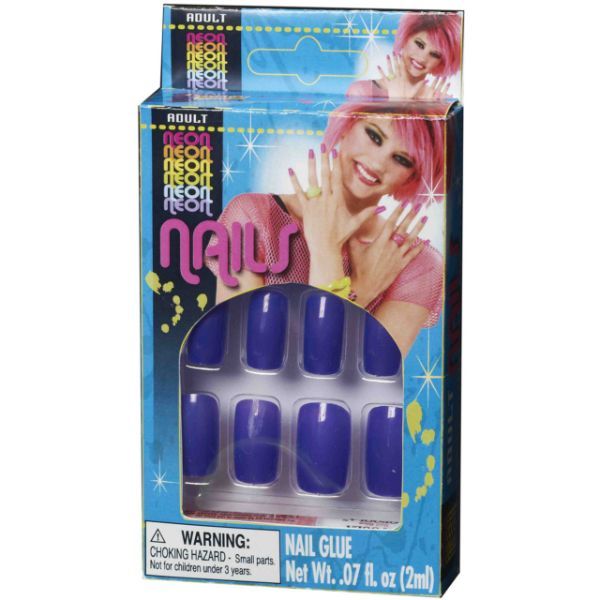 NEON FINGER NAILS-PURPLE MIN=12 EACHES
