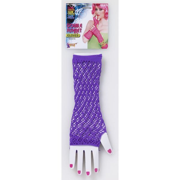 Double Fishnet Gloves-Purple