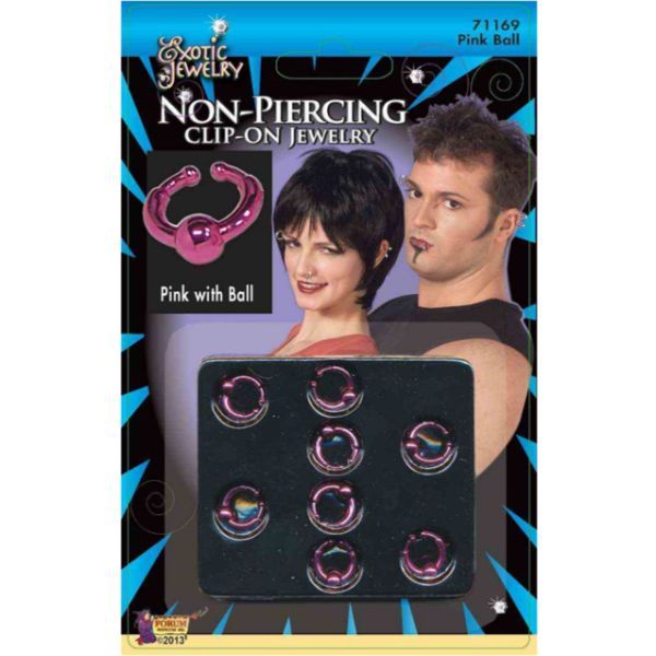 Body Piercing-Ball Ring-Pink 8Pcs/Card-Min=12 Eaches