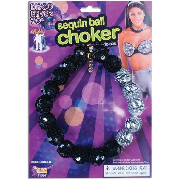 DISCO-SEQUIN BALL CHOKER SILVER/BLACK