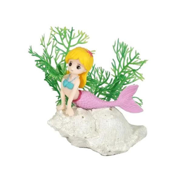 Mermaid On Shell Decoration - 8cm x 6cm x 9.5cm