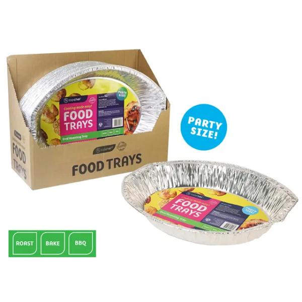 Large Oval Roasting Foil Tray - 46cm x 32.5cm x 7.5cm