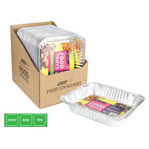 3 Pack Large Rectangle BBQ Foil Trays - 32cm x 26cm x 6cm