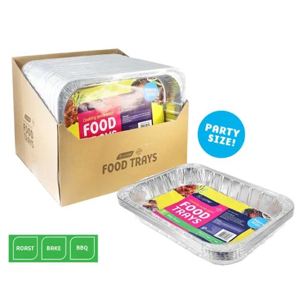 5 Pack Extra Large BBQ Trays - 46.5cm x 32.5cm x 7.5cm