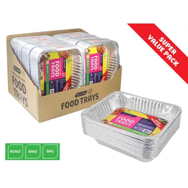 20 Pack Large BBQ Trays - 32cm x 26cm x 6cm