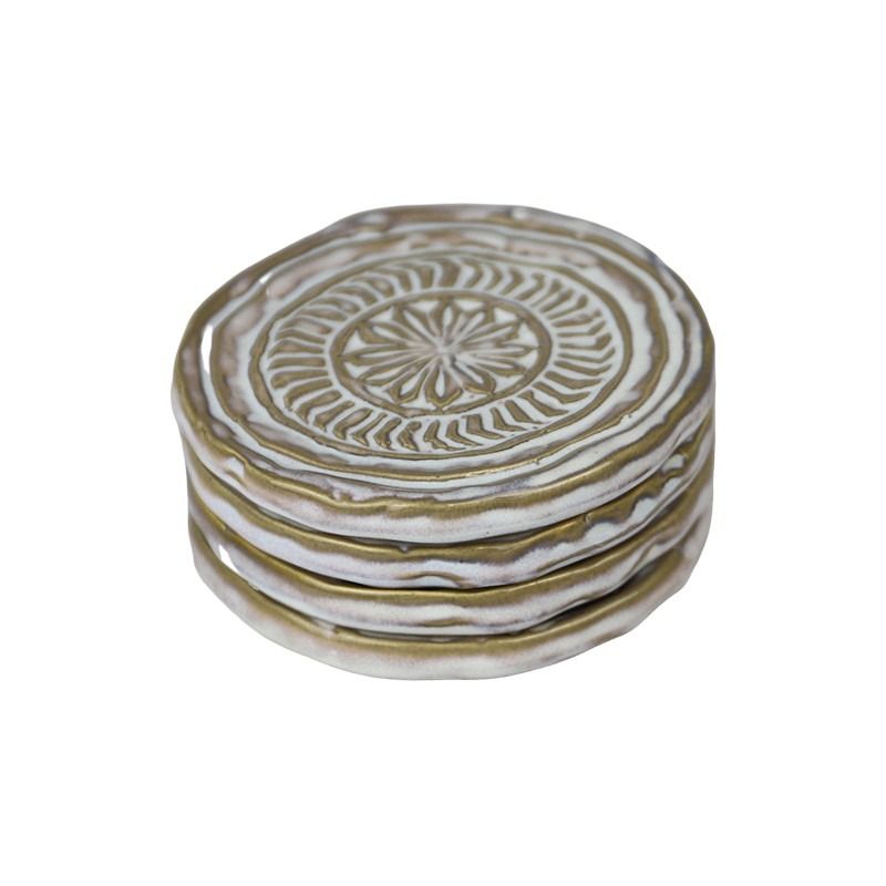 4 Pack Ceramic Indira Coasters - 10.5cm