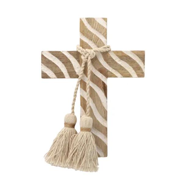 White Wash Koby Wood Cross - 15cm x 20cm