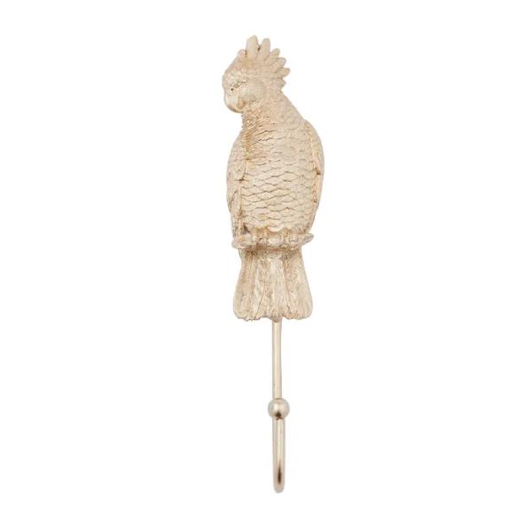 Polly Gold Parrot Resin Wall Hook - 4cm x 18cm