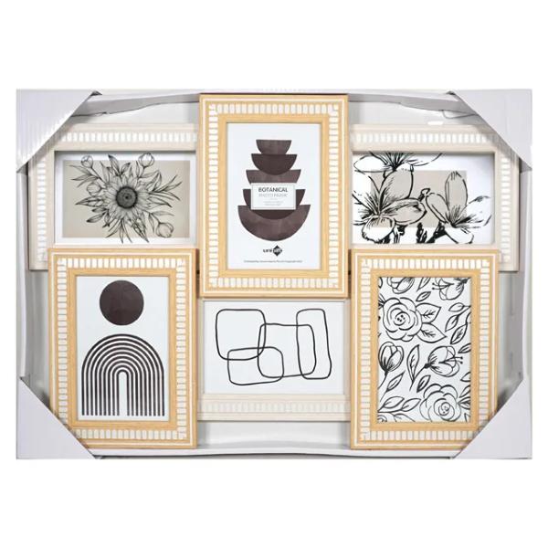 Natural & White Botanical 6 Collage Frame - 10cm x 15cm