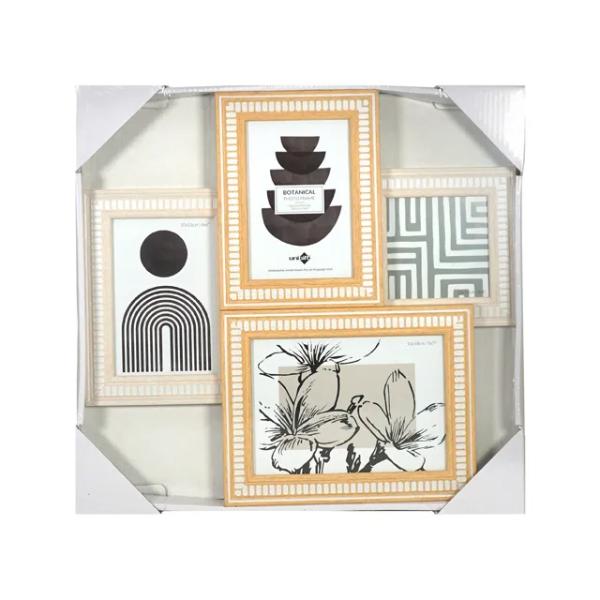 Natural & White Botanical 4 Collage Frame - 10cm x 15cm / 10cm x 10cm / 13cm x 18cm