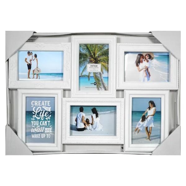 White Vintage 6 Collage Frame - 10cm x 15cm
