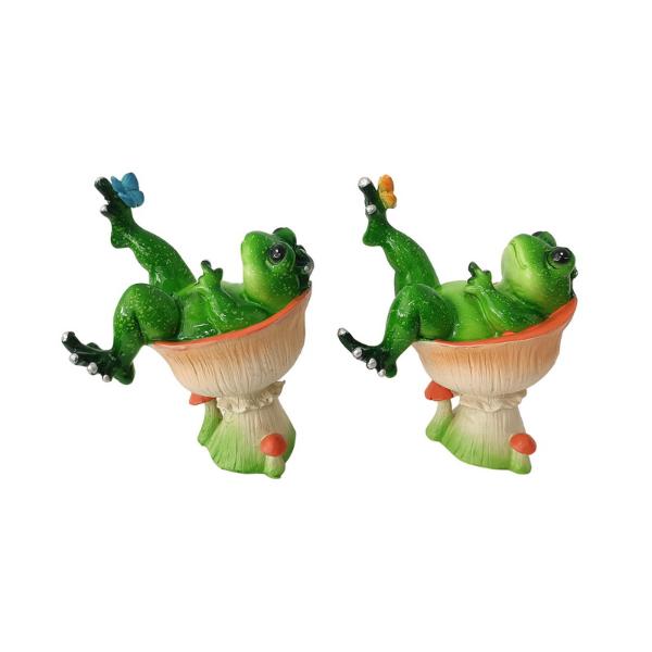 Marble Bathing Frog With Butterfly - 12cm